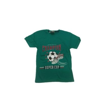 104-110-es zöld focilabdás átfordítható flitteres póló - ÚJ