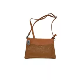   Barna nyomott mintás női bőr válltáska, crossbody, táska, ridikül - ÚJ