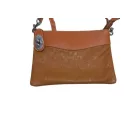 Barna nyomott mintás női bőr válltáska, crossbody, táska, ridikül - ÚJ