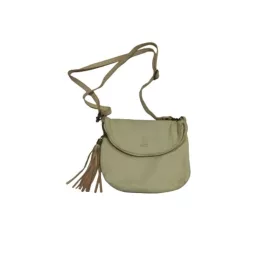   Tojáshéjszínű visszahajtható cipzáros felsőrészű női bőr válltáska, crossbody, táska, ridikül