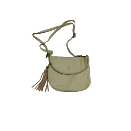 Tojáshéjszínű visszahajtható cipzáros felsőrészű női bőr válltáska, crossbody, táska, ridikül