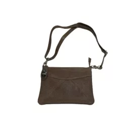   Kávébarna lukacsos mintás női bőr válltáska, crossbody, táska, ridikül - ÚJ