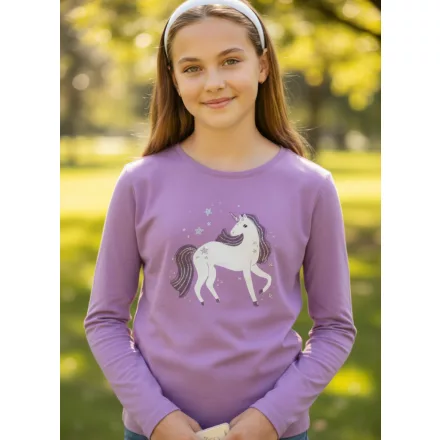  128-as lila unikornisos pamutfelső - H&M
