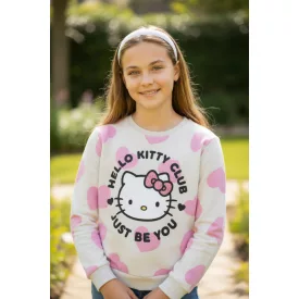   128-as fehér-rózsaszín szivecskés pulóver - Hello Kitty - C&A
