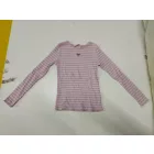 134-140-es rózsaszín-fehér csíkos bordás anyagú pamutfelső - H&M