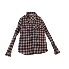 164-es rózsaszín-fekete kockás hosszú ujjú blúz - H&M