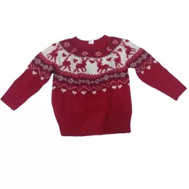   122-es piros karácsonyi kötött lány pulóver - Little Kids