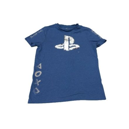 134-es kék átfordítós flitteres póló fiúnak - Playstation - F&F