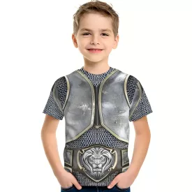   140-es ezüst lovagi mintájú póló, jelmeznek is jó - ÚJ