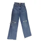 Női S-es kék bőszárú magasderekú szaggatott farmernadrág - H&M