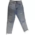 Női S-es koptatott kék szaggatott farmernadrág - H&M