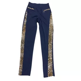  Női S-es sötétkék, oldalt párducmintás leggings jellegű nadrág