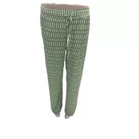   Női XS-es (34-es) zöld mintás egyenes szabású, bő szárú nadrág, hippi, retro jelmezhez is jó - Amisu - ÚJ