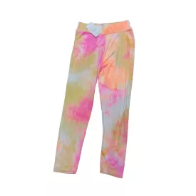   Női S-L-es narancssárga-pink batikolt hatású leggings - ÚJ