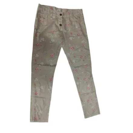 Női M-es drapp virágos vékony nadrág - Made in Italy