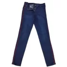 Női M-es kék farmernadrág, oldalán piros csíkkal - Papaya Denim