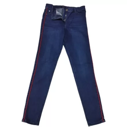 Női M-es kék farmernadrág, oldalán piros csíkkal - Papaya Denim