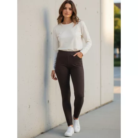 Női M-es barna pamutnadrág, leggings - Zara