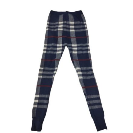 Női M-L-es sötétkék kockás meleg kötött leggings - ÚJ