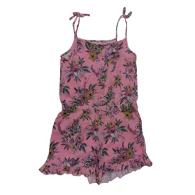 164-es rózsaszín virágos pántos playsuit - F&F