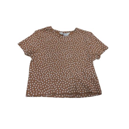 140-146-os barna virágos top, póló - H&M