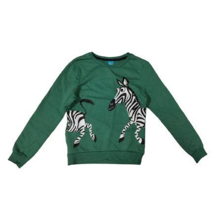 134-es zöld zebrás fiú pulóver - Little Kids - ÚJ
