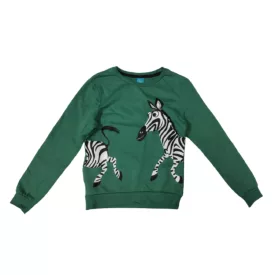134-es zöld zebrás fiú pulóver - Little Kids - ÚJ