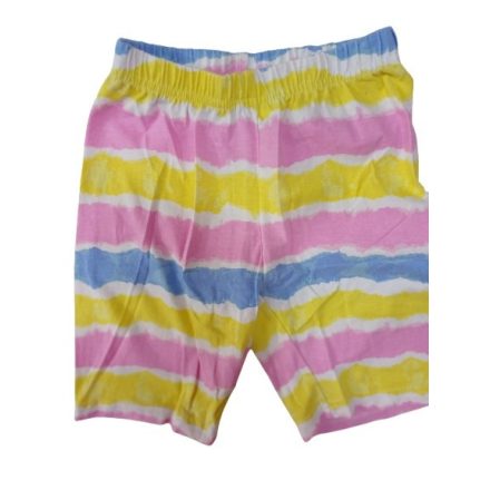 122-es rózsaszín-sárga-kék csíkos pamut short, rövidnadrág - Kiki & Koko