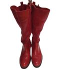 36-os piros kígyóbőr hatású műbőr csizma vékony szőrmével bélelve