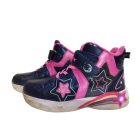 32-es sötétkék-pink villogó talpú magasszárú félcipő - Wink