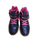 32-es sötétkék-pink villogó talpú magasszárú félcipő - Wink