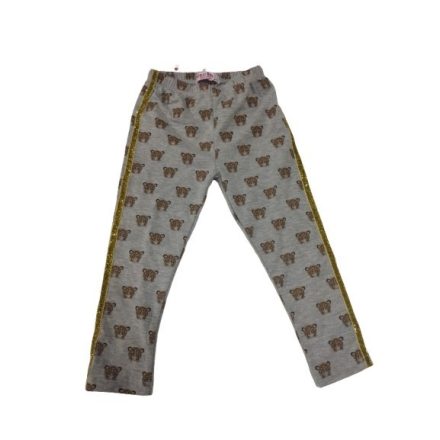 104-es szürke tigrises, oladlt arany csíkos leggings - Glass Bear - ÚJ