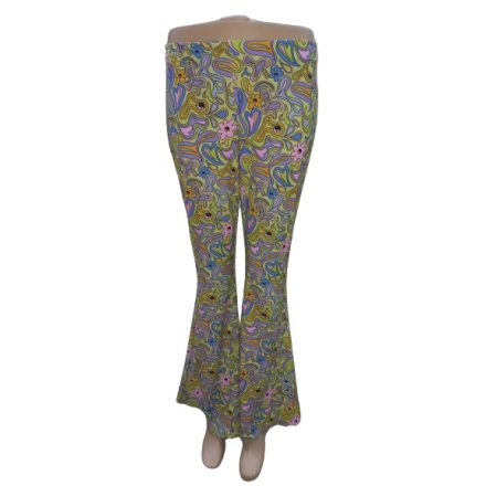 Női XL-es zöld mintás bohém trapézszárú nadrág, retro jelmezhez is jó - Vintage Supply - ÚJ