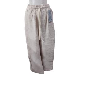   Női M-L-es drapp könnyű lenge len hatású nyári nadrág - ÚJ