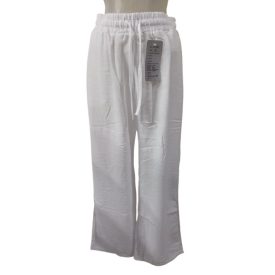   Női 3-4XL-es fehér könnyű lenge lenes hatású nyári nadrág - ÚJ