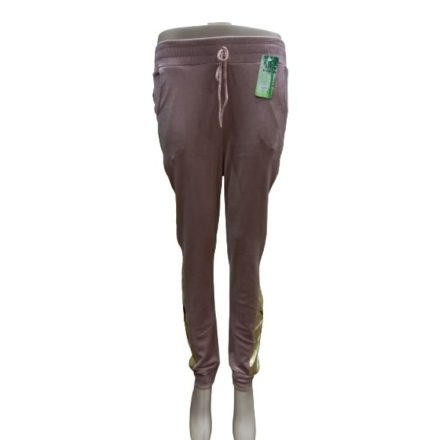 Női 2XL-3XL-es barna oldalt arany csíkos feliratos(Calvin) plüss nadrág - ÚJ