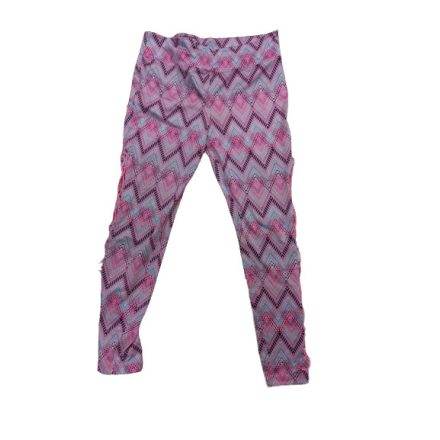 Női XL-es rózsaszín-fekete mintás oldalt dísz-fűzős leggings - Ergee 