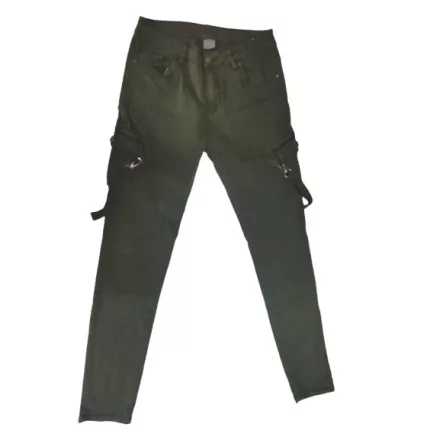Női L-es khaki oldalzsebes farmernadrág 