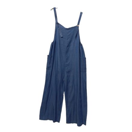 Női egyméretű (kb.M-XXL) kék puha farmer playsuit, kantáros nadrág - L&D - ÚJ