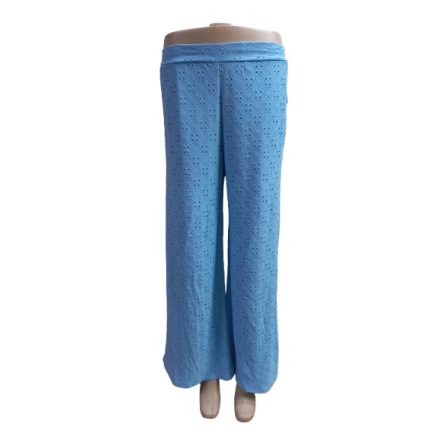 Női egyméretű (kb.M-XXL)világoskék madeirás lenge nyári nadrág - Hopanni Fashion - ÚJ