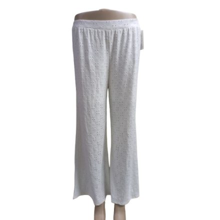 Női egyméretű (kb.M-XXL) fehér madeirás lenge nyári nadrág - Hopanni Fashion - ÚJ