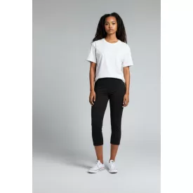  Női M-es fekete térdig érő pamutnadrág, leggings - Promod