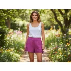 Női pink kőmosott hatású lenge rövidnadrág, short - WOW - ÚJ