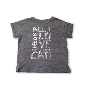 110-es szürke cicás feliratos póló - Kiki & Koko - ÚJ