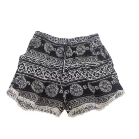   Női XL-es fekete bojtos szélű elefántos pamut short, rövidnadrág - Tingba - ÚJ