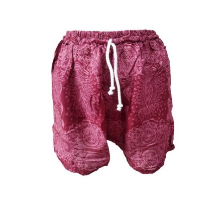 Női XL-3XL-es bordó paisley mintás lenge nyári short, rövidnadrág - ÚJ