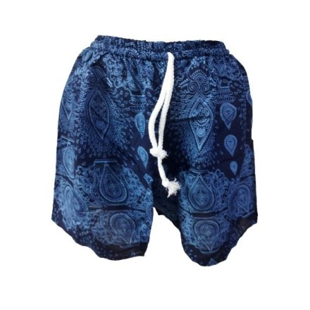 Női XL-3XL-es sötétkék paisley mintás lenge nyári short, rövidnadrág - ÚJ