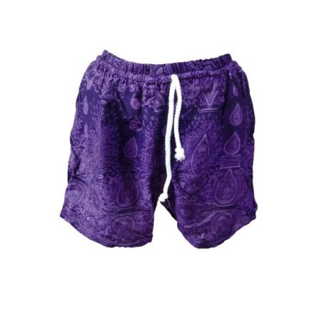 Női XL-3XL-es lila paisley mintás lenge nyári short, rövidnadrág - ÚJ