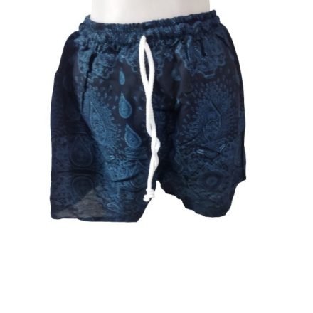 Női XL-3XL-es fekete-kék paisley mintás lenge nyári short, rövidnadrág - ÚJ