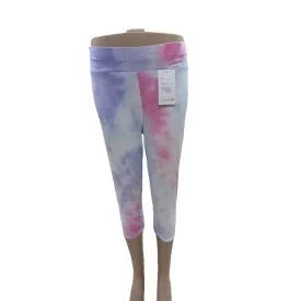   Női 5-6XL-es rózsaszín-lila batikolt hatású capri leggings - ÚJ